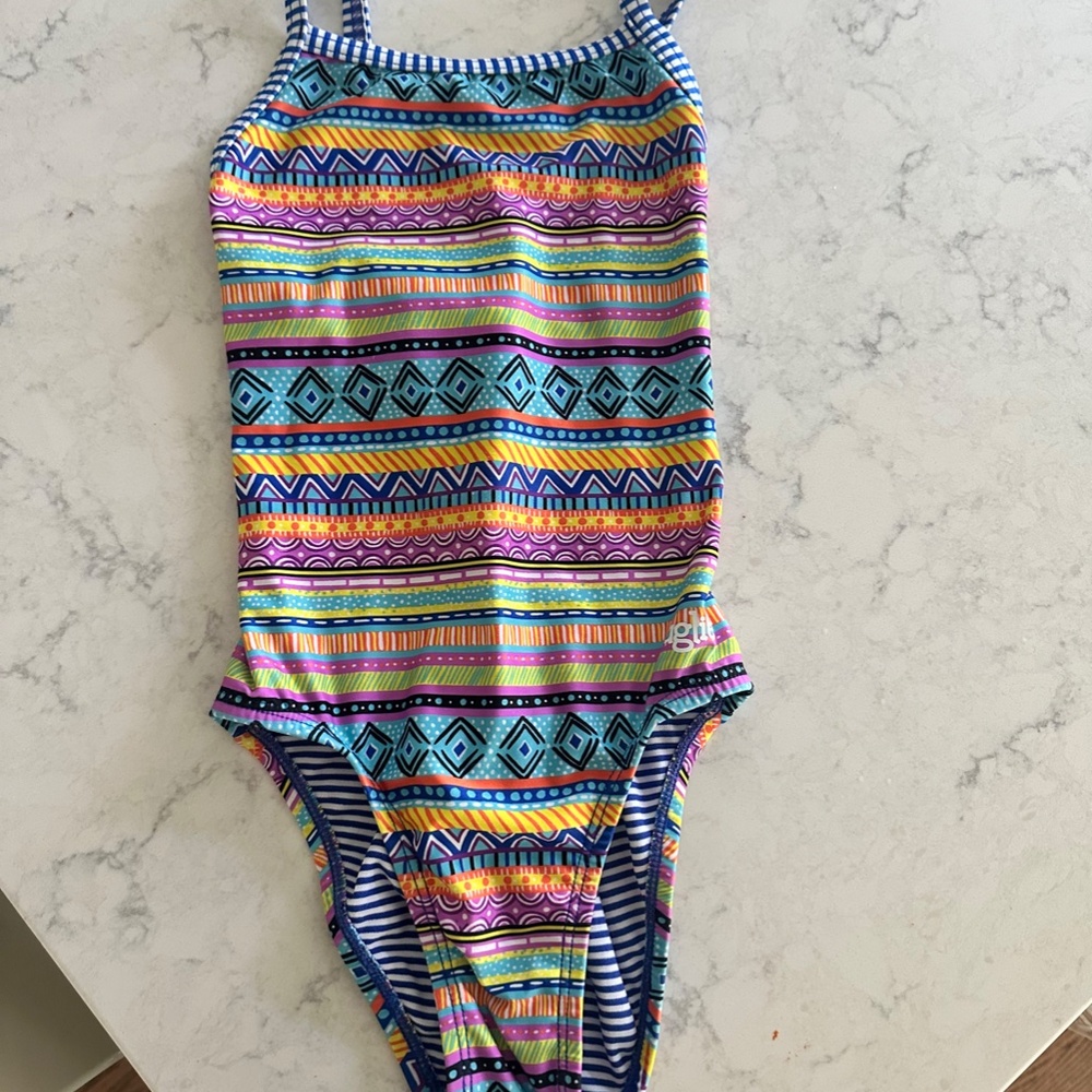 Girls Size 26 Youth swimsuit one piece training suit fun print Dolphin girls 10